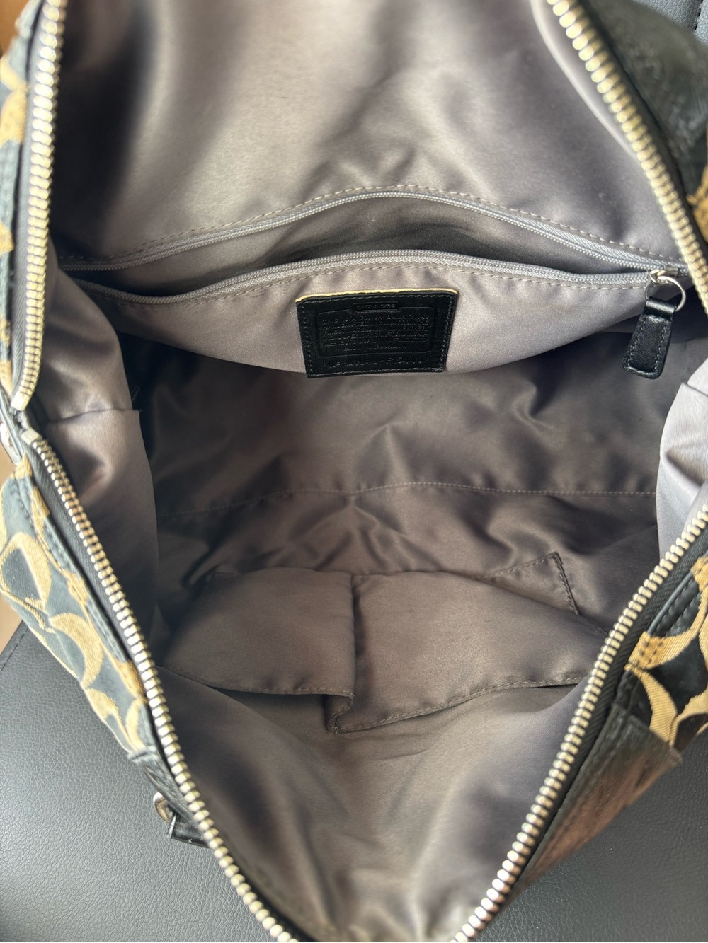 Coach Ashley Signature Sateen Large Satchel with Black Leather Trim - Picture 9 of 11